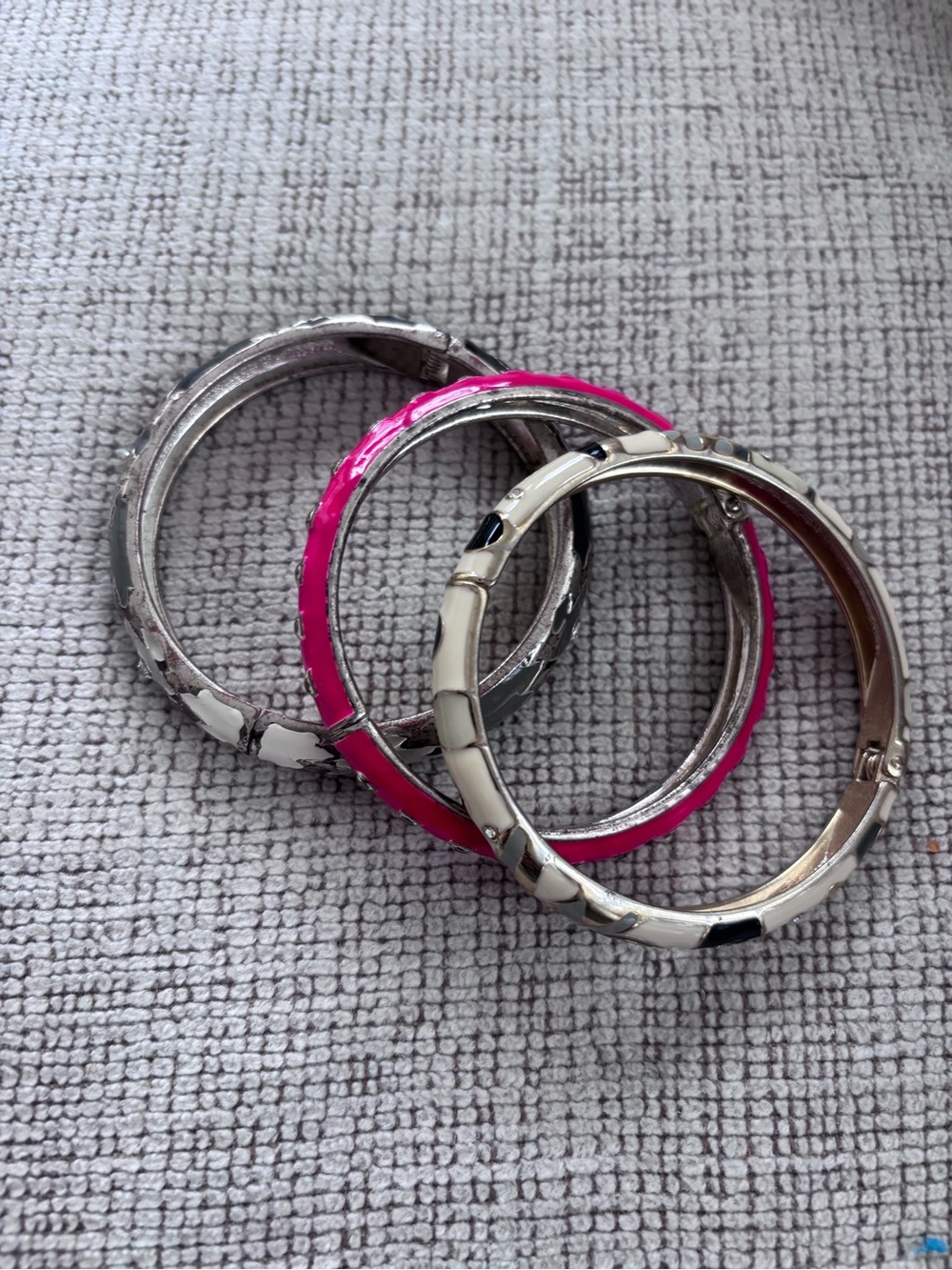 Y2k glam chunky enamel bangle bracelets set of 3